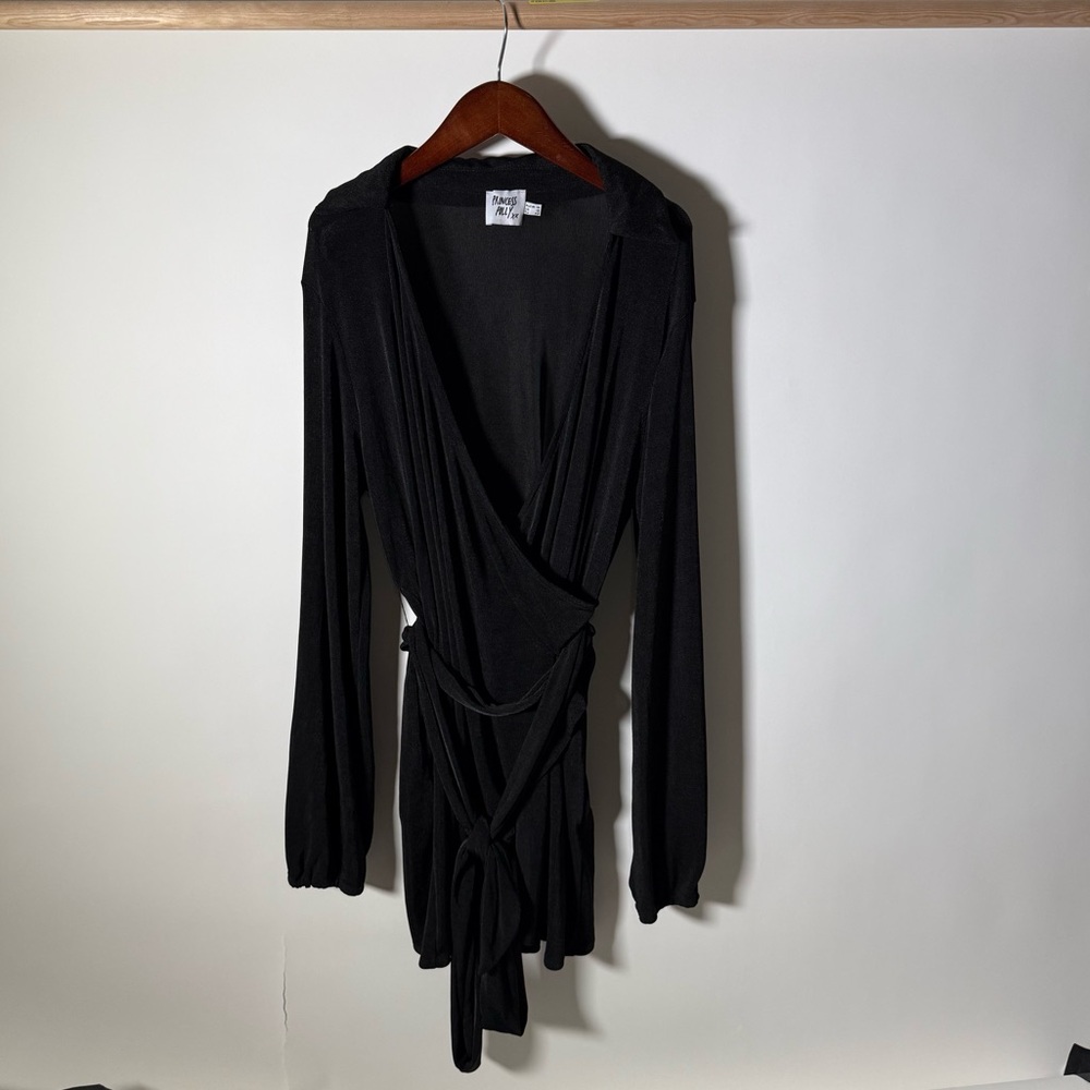Princess Polly Black Long Sleeved Wrap Dress